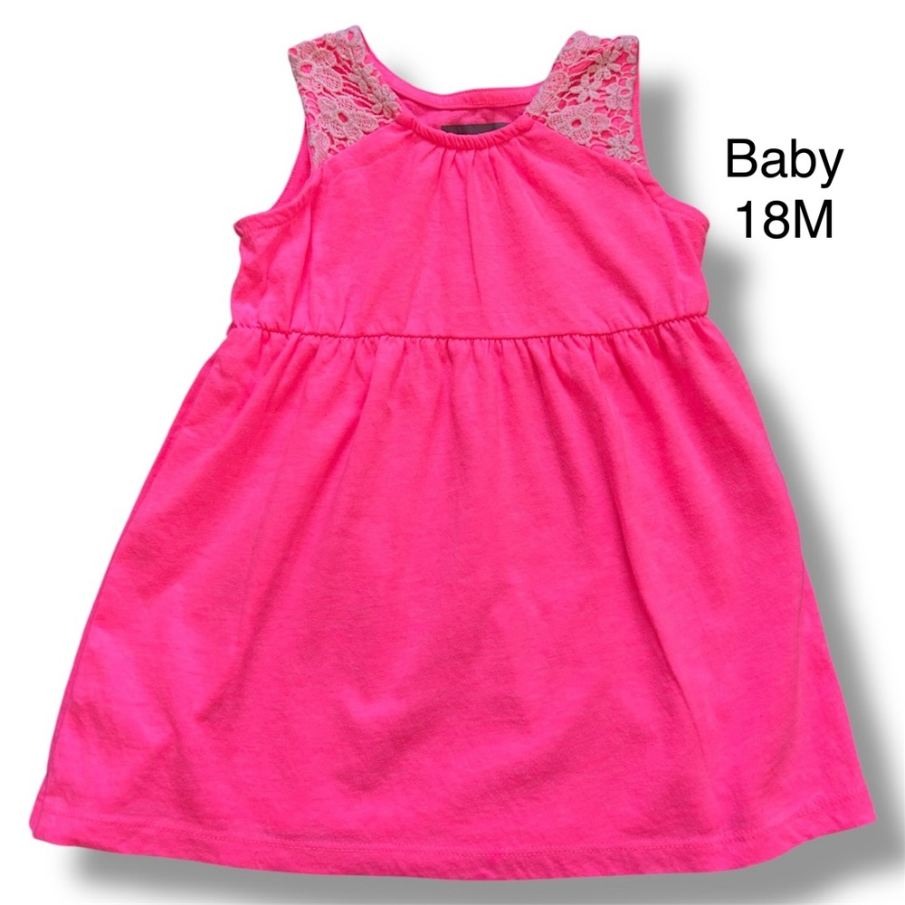 Baby Girl Pink Sleeveless Dress with Lace Detail Size 18 Months